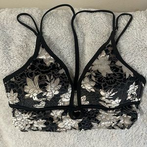 Victoria’s Secret PINK bralette size small floral velvet black and grey